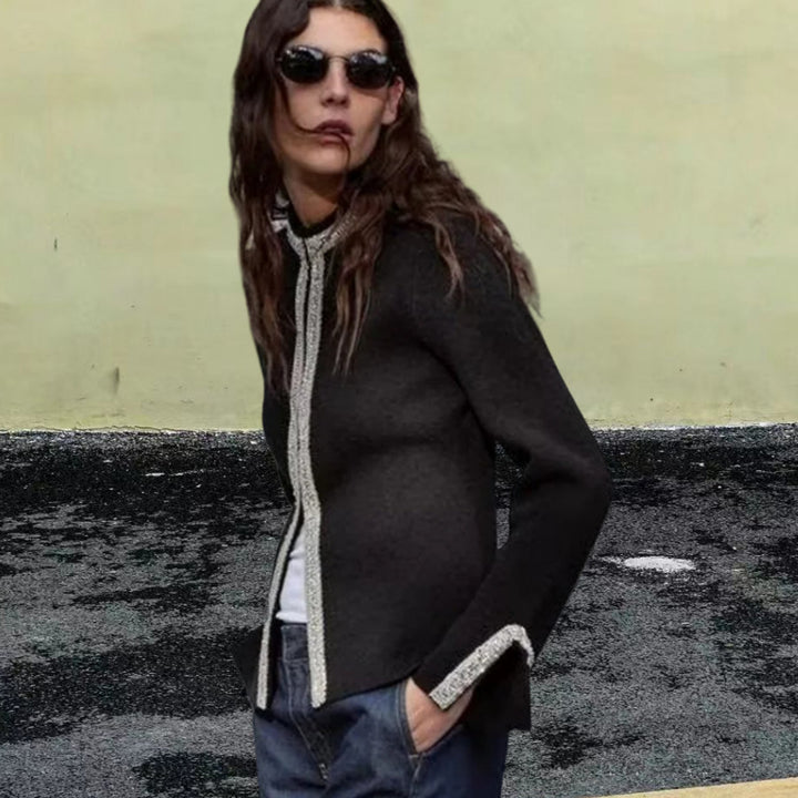 Damen Elegante Blazerjacke mit feinen Borte-Details Drune