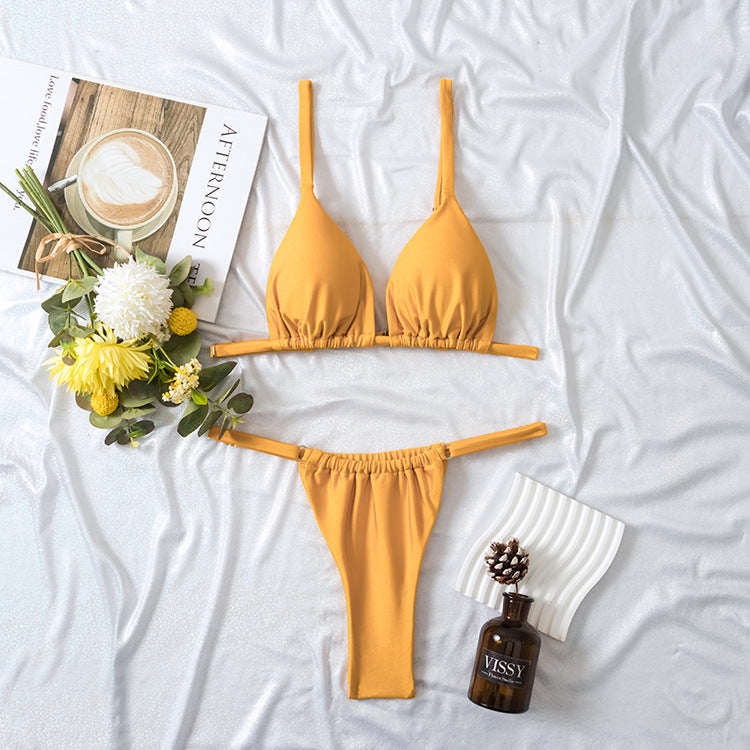 Damen Triangel-Bikini mit ultra-hohem Beinausschnitt und verstellbarem Träger Drune