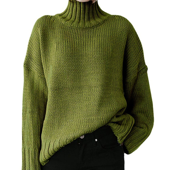 Damen Grobstrickpullover mit hohem Kragen und lässigem Schnitt Drune