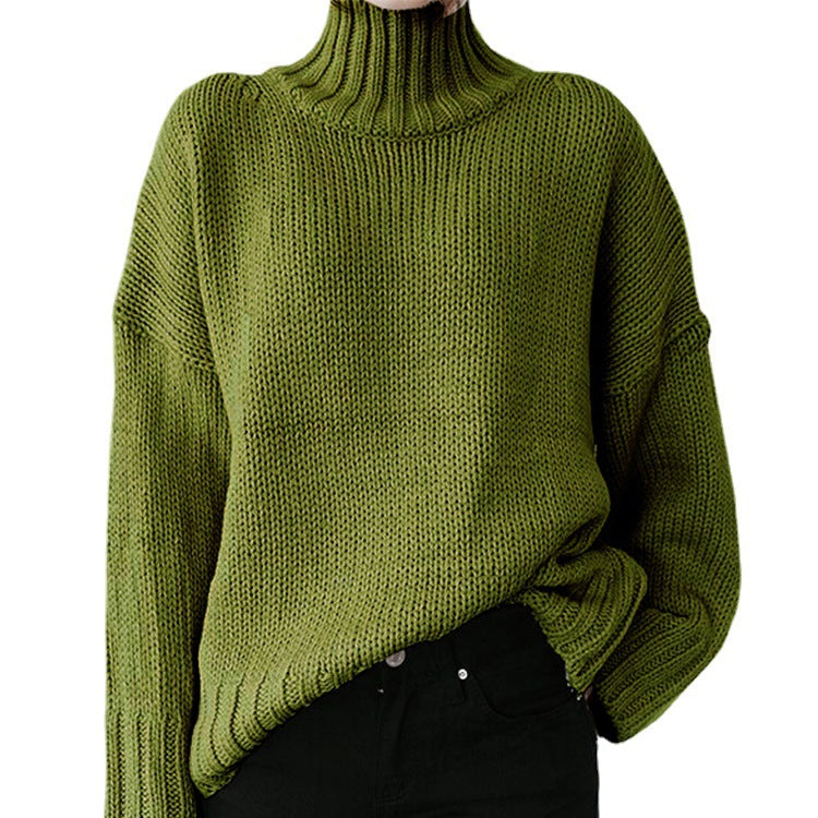 Damen Grober Strickpullover mit hohem Kragen und lässigem Schnitt Drune