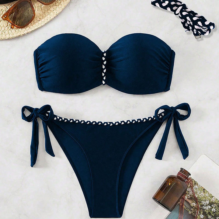 Damen Bandeau-Bikini mit elegantem Wickeldetail Drune