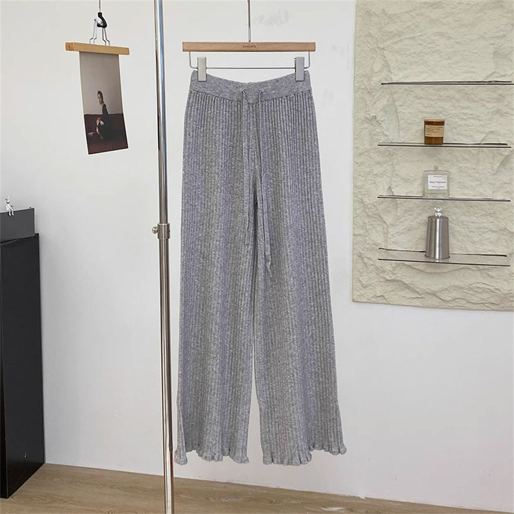 Damen Fließende Strickhose mit weichem Material und elegantem Saum Drune