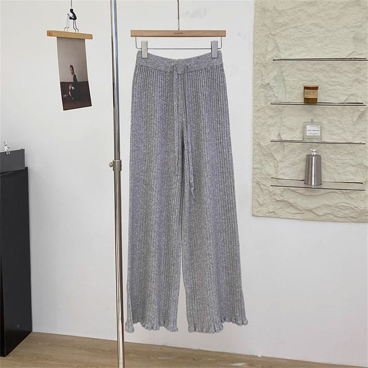 Damen Fließende Strickhose mit weichem Material und elegantem Saum Drune