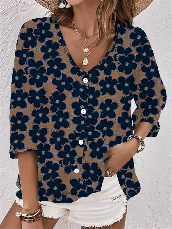 Damen Bluse mit floralem Druck und lässigem Schnitt Drune
