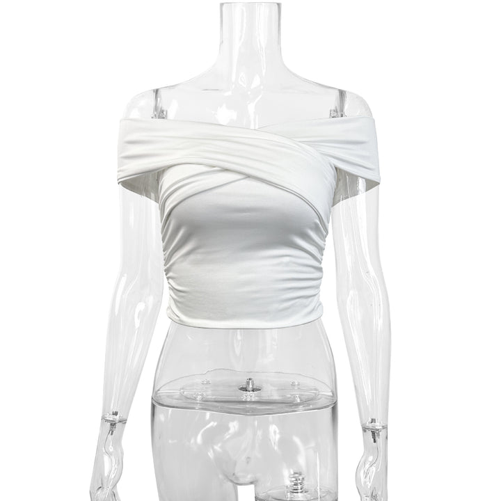 Damen schulterfreies Oberteil mit eleganter Drapierung Drune