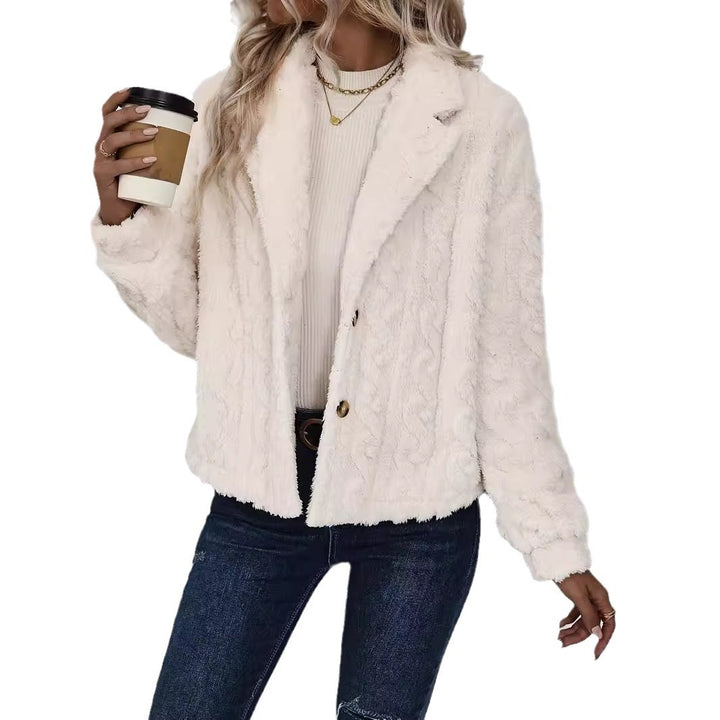 Damen Plüschjacke mit strukturiertem Muster und elegantem Schnitt Drune