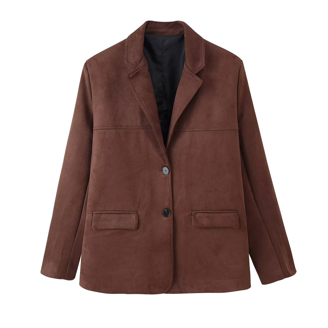 Damen elegante Wildlederblazerjacke Drune