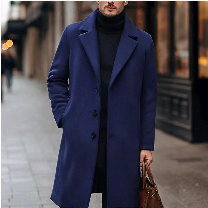 Herren nan eleganter Wollmixmantel mit Reverskragen und geradem Schnitt Drune