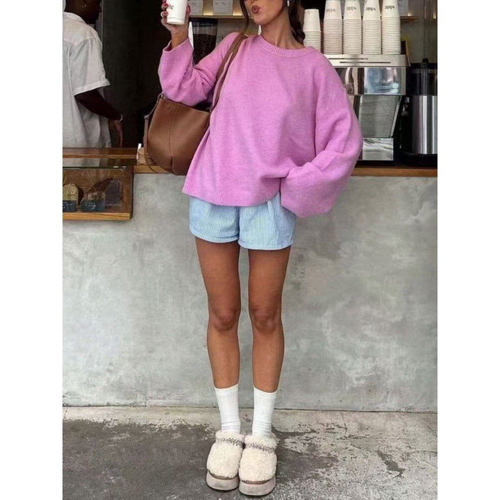 Damen kuscheliger Rundhalspullover aus feiner Strickqualitätsmischung Drune
