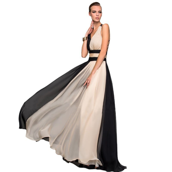 Damen Elegantes Maxi-Kleid mit asymmetrischem Design und tiefem V-Ausschnitt Drune
