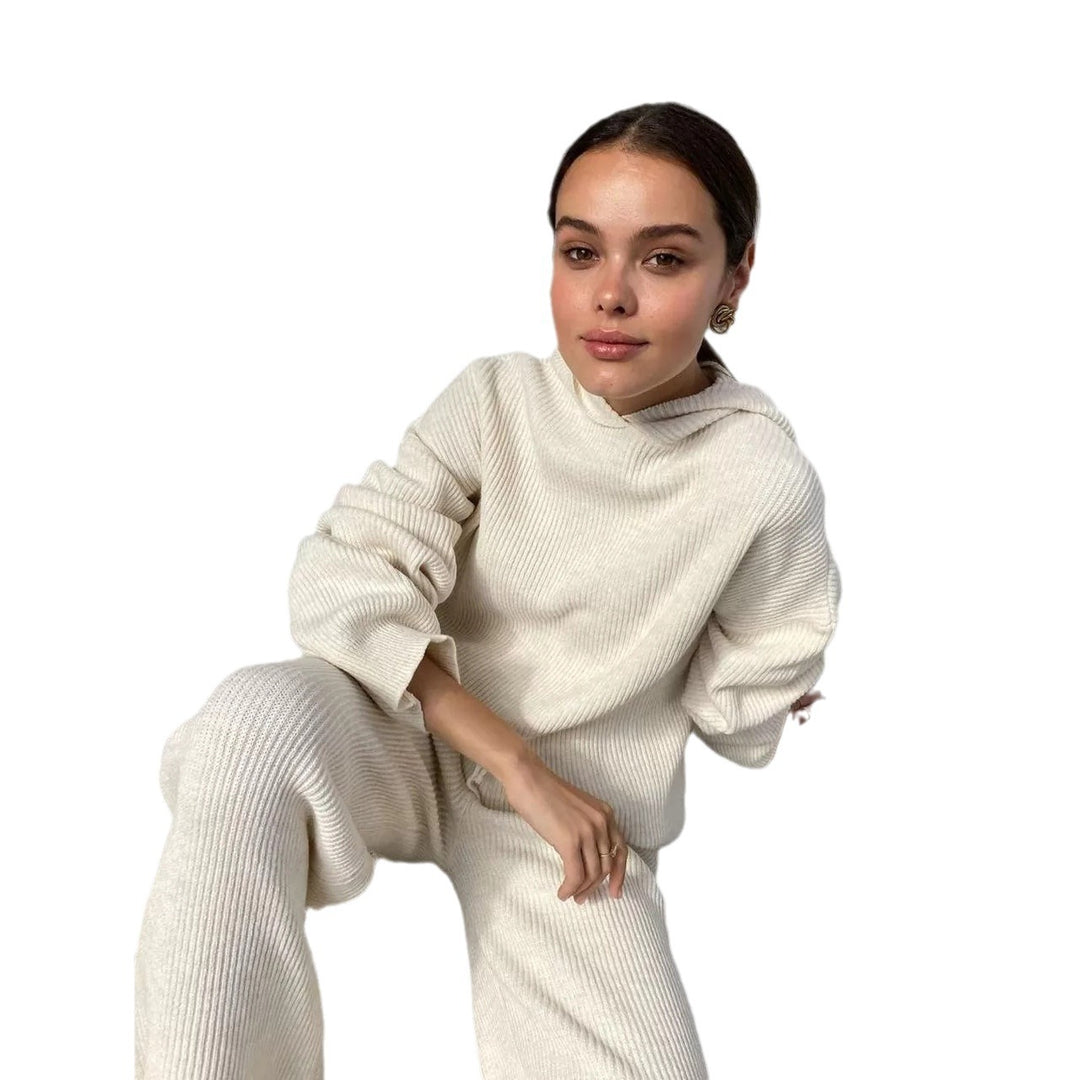 Damen entspannendes Lounge-Set mit Kapuze und weit geschnittener Hose Drune