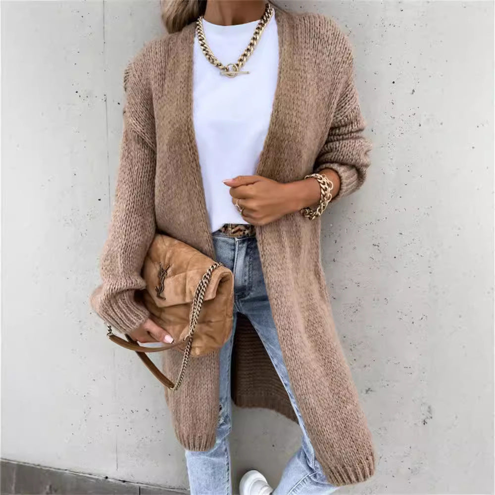 Damen Strickcardigan im Grobstrick-Stil mit offenem Design Drune