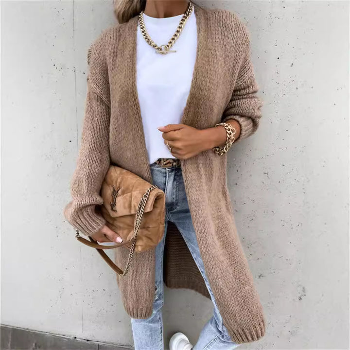 Damen Strickcardigan im Grobstrick-Stil mit offenem Design Drune