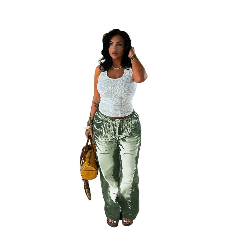 Damen modische Weitbeine-Hose mit kreativem Skelett-Design Drune