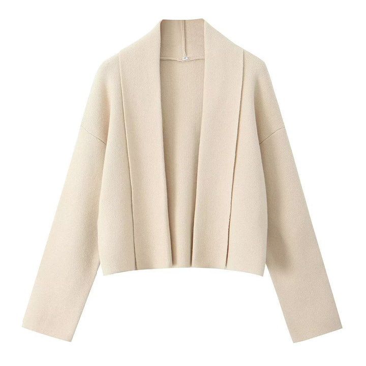 Damen lässige Strickjacke mit offenem Design und V-Ausschnitt Drune