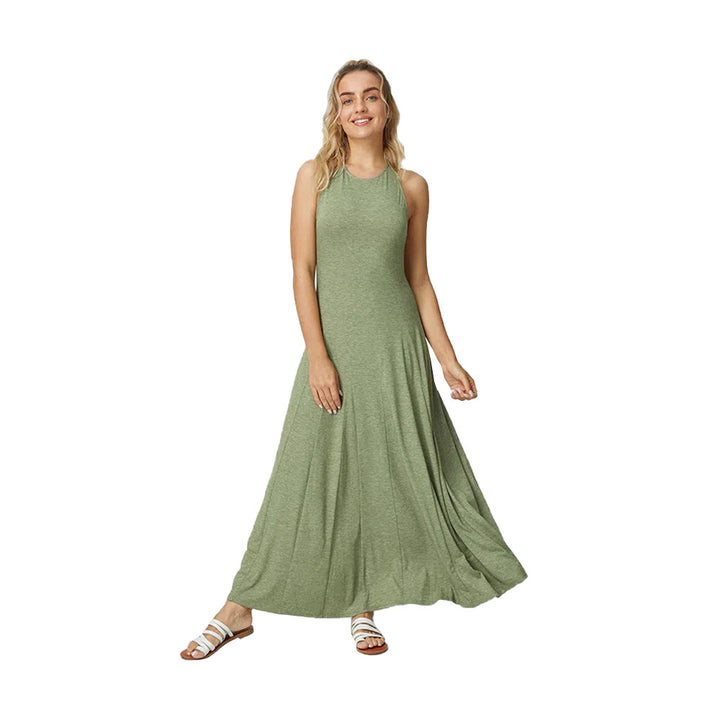 Damen Maxikleid mit fließendem Schnitt und elegantem Rundhalsausschnitt Drune