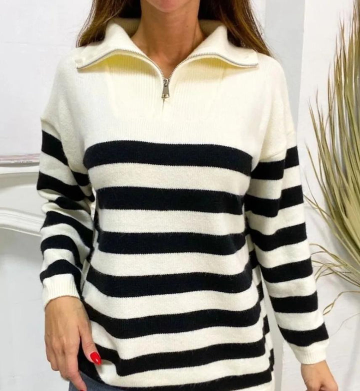Damen Sweatshirt mit Stehkragen und Reißverschluss Drune