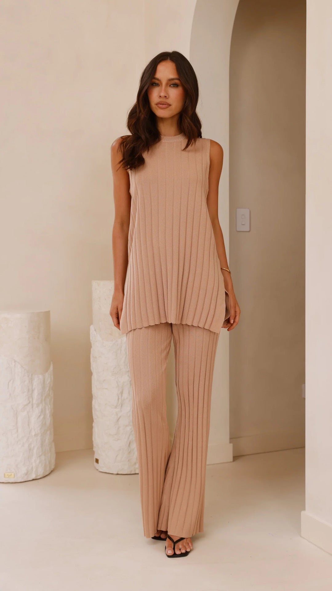 Damen elegantes und lässiges Rib-Loungewear-Set Drune