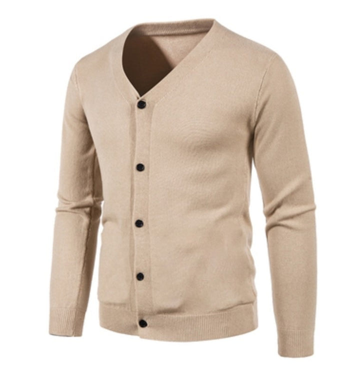 Herren stilvolle Strickjacke mit tiefem V-Ausschnitt und Knopfleiste Drune