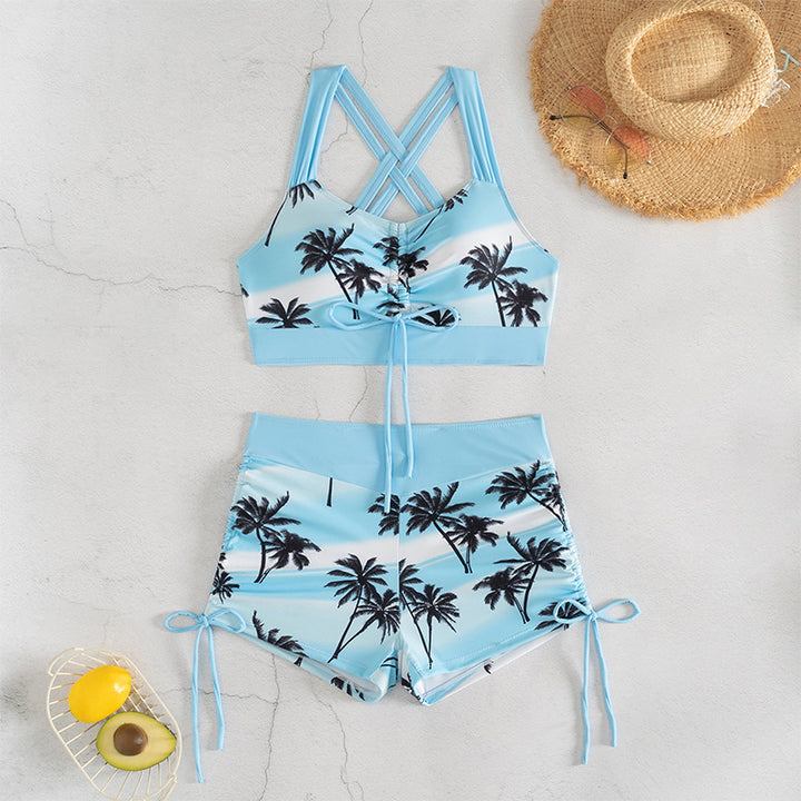 Damen Bikini-Set mit raffiniertem Knoten-Design und hoch geschnittenen Shorts Drune