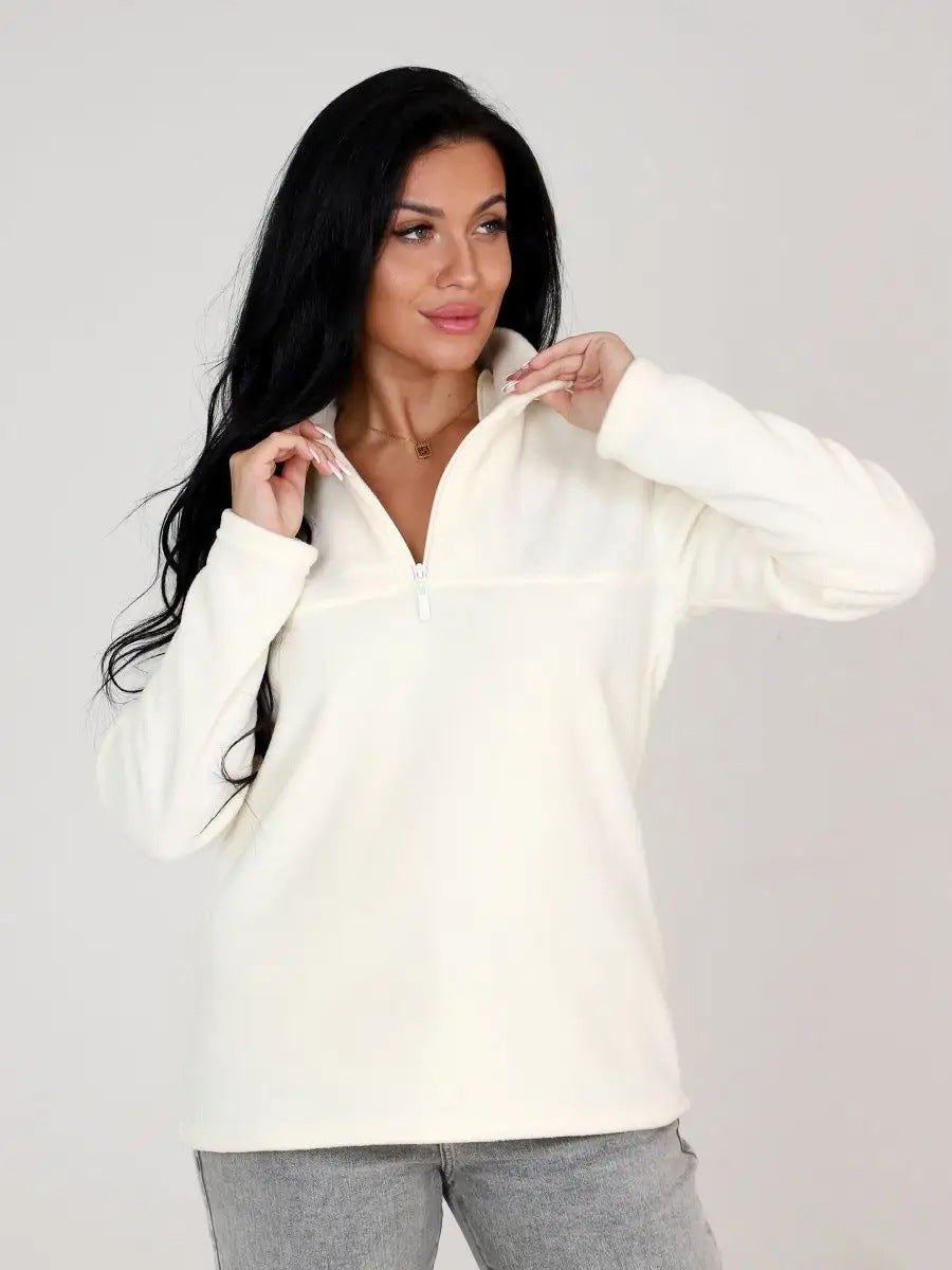Damen Fleece-Pullover mit Stehkragen und halbem Reißverschluss Drune