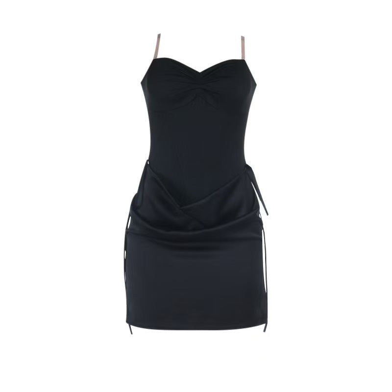 Damen Sexy Minikleid mit tailliertem Oberteil und eleganter Drapierung Drune