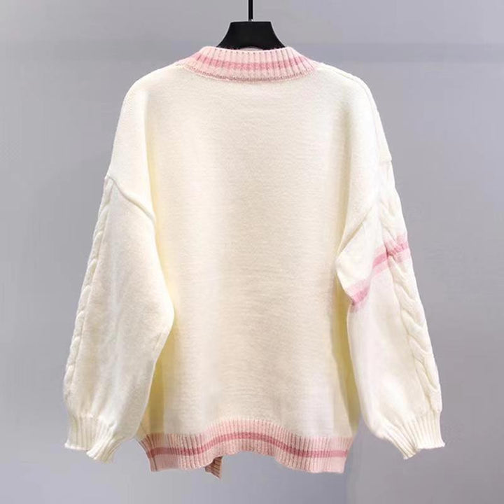 Damen Modischer Strickcardigan mit Zopfmuster und dekorativen Schleifen Drune
