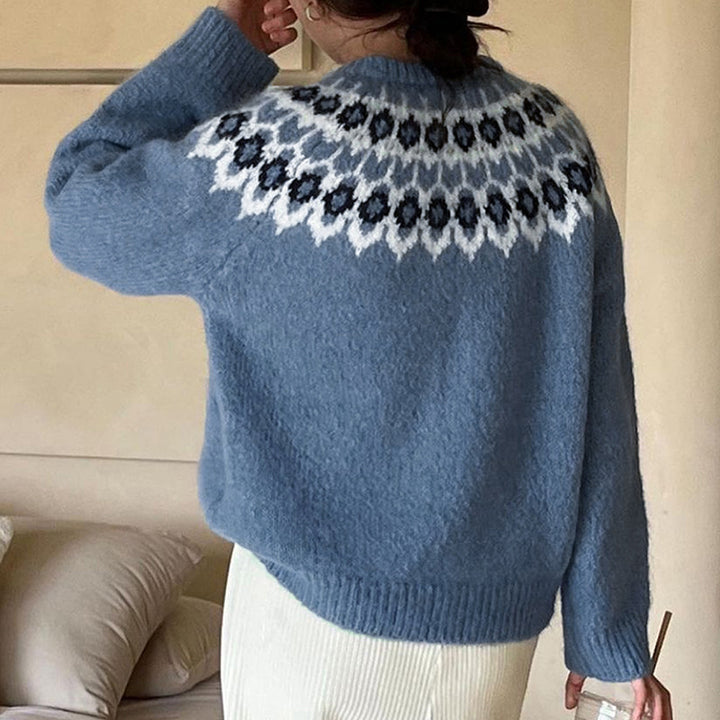 Damen Strickpullover mit traditionellem Norwegermuster Drune