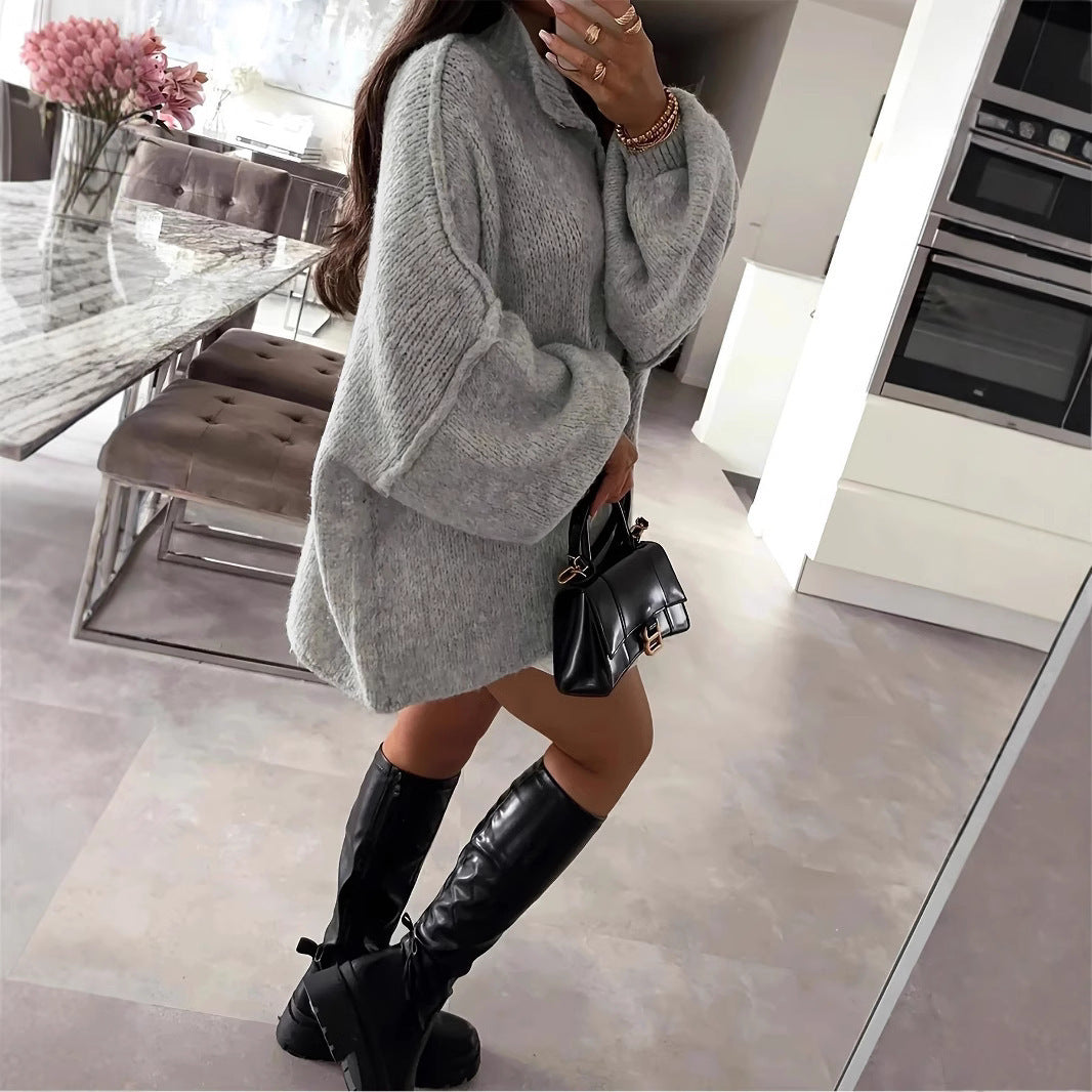 Damen Oversized Strickjacke mit stylischen Puffärmeln und Knopfleiste Drune