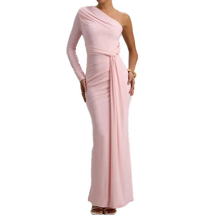 Damen Elegantes schulterfreies Maxikleid mit geschwungenem Rüschendesign Drune