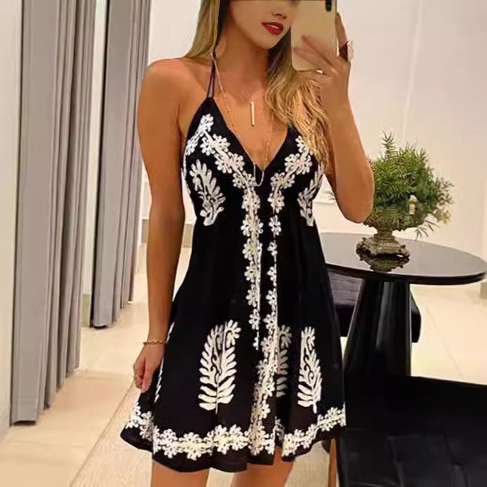 Damen verspieltes Sommerkleid mit elegante Stickereien Drune