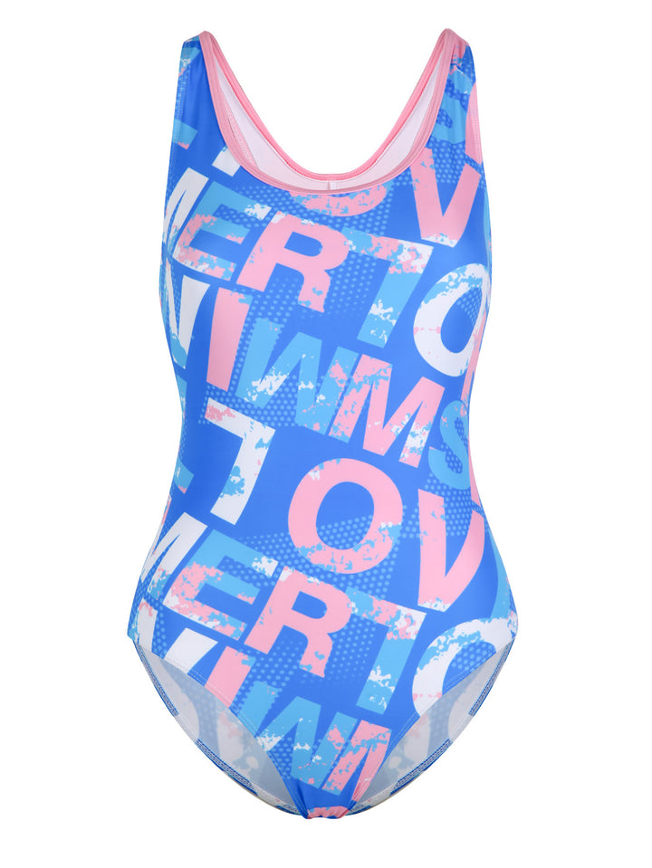 Damen Einteiliger Sportbadeanzug mit grafischem Print Drune