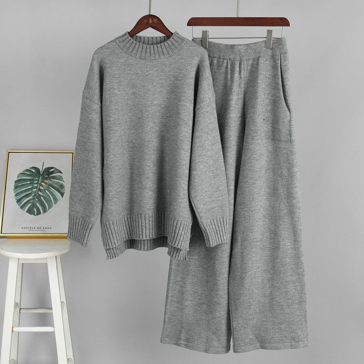 Damen Kuscheliges Strickoberteil und weite Hose Drune