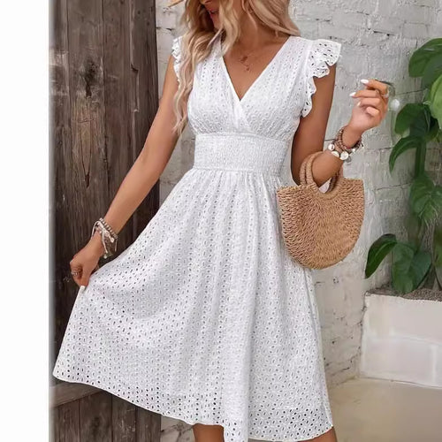 Damen A-Linien Kleid mit Spitzenmuster Drune