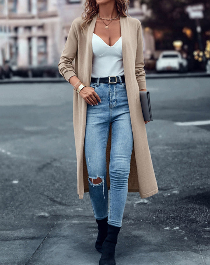 Damen Strickmantel mit offenem Design und eleganter Schnittführung Drune
