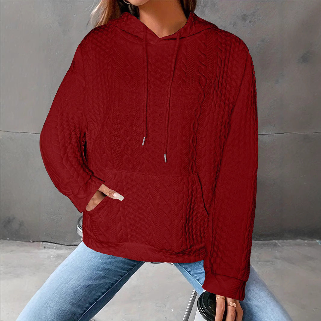 Damen Kuscheliger Strickpullover mit Kapuze und Details im Waffelmuster Drune