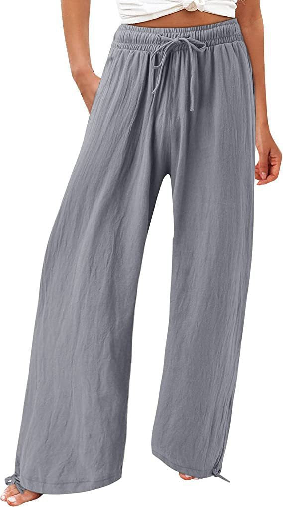 Damen Weite Sommerhose aus leichtem Material mit verstellbarem Bund Drune