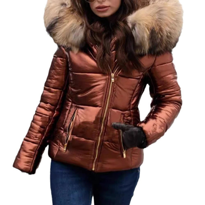 Damen Modische Steppjacke mit Kunstpelzkragen Drune