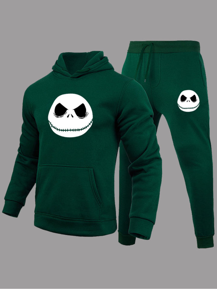 Damen Sportliches Hoodie- und Jogginghose-Set mit Jack Skellington-Motiv Drune