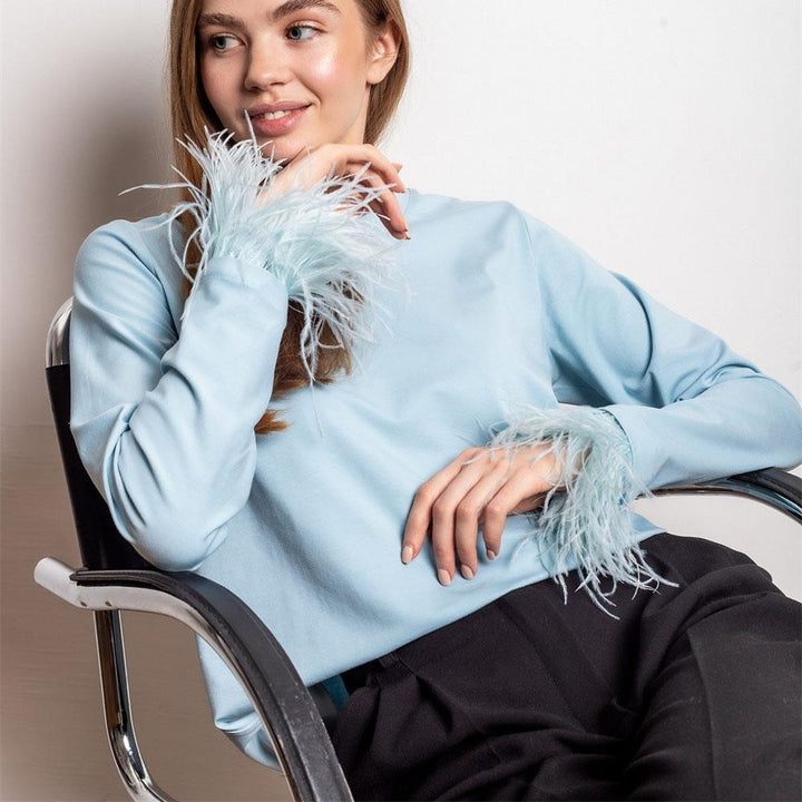 Damen Sweatshirt mit eleganten Federdetails Drune