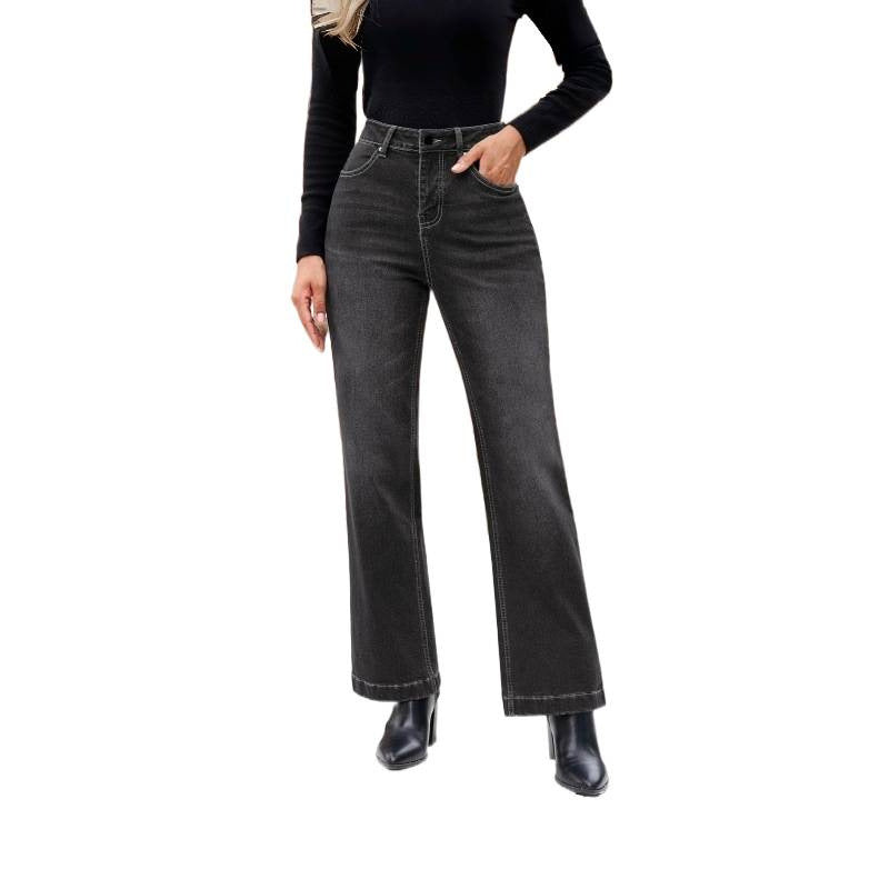 Damen High-Waist Jeans mit weitem Bein und schmaler Passform Drune
