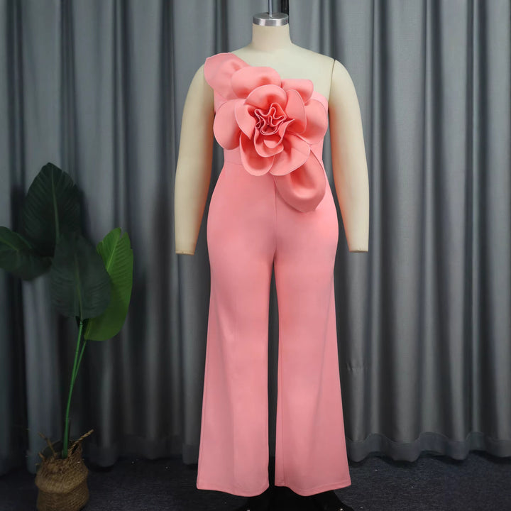 Damen eleganter Jumpsuit mit einzigartiger Blumenapplikation Drune