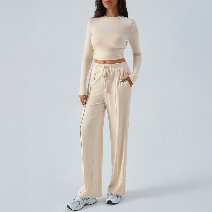 Damen lässiges Zweiteiler-Set mit weitem Oberteil und elastischen Hosen Drune