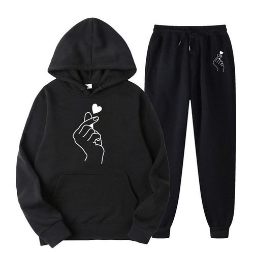 Damen Jogginganzug mit kreativem Herzmotiv und bequemer Passform Drune