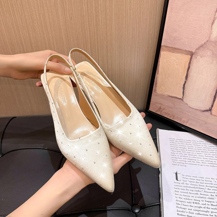 Damen glamouröse Slingback-Pumps mit feinen Glitzer-Applikationen und spitzem Design Drune