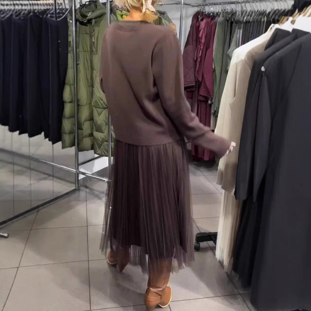 Damen trendiger, asymmetrischer Pullover mit Drapierung Drune