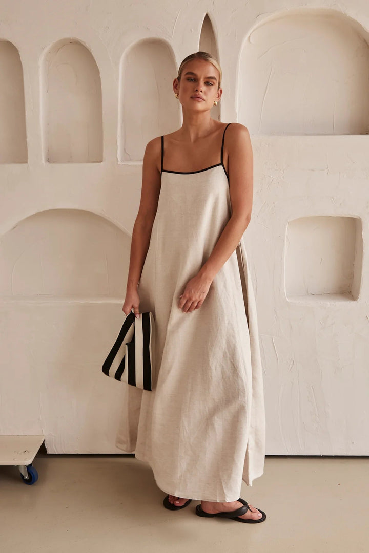 Damen luftiges Maxikleid mit feinen Trägern und sorgenlosem Schnitt Drune