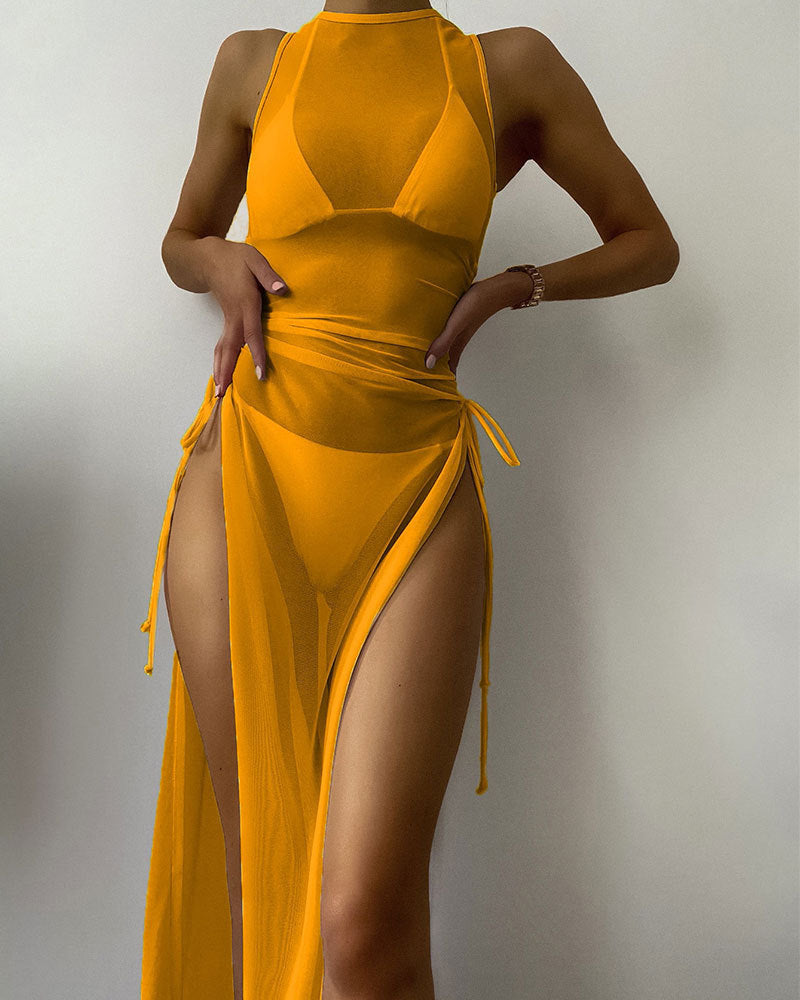 Damen Strandkleid mit asymmetrischem Wickeldesign Drune