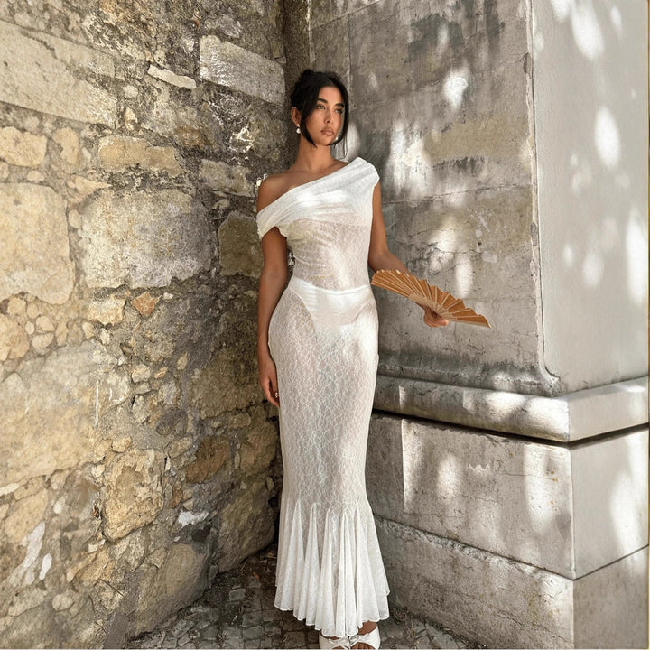Damen Elegantes Maxikleid mit Off-Shoulder Design Drune