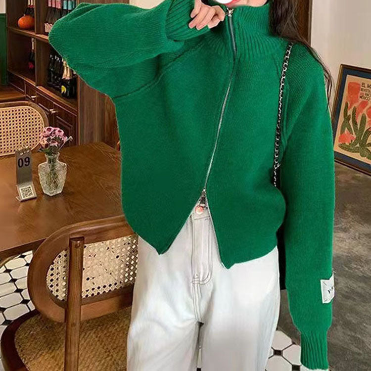 Damen Strickjacke mit hochwertigem Reißverschluss und Stehkragen Drune